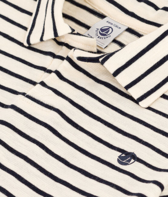 Polo a maniche corte in cotone bambino bianco AVALANCHE/blu SMOKING