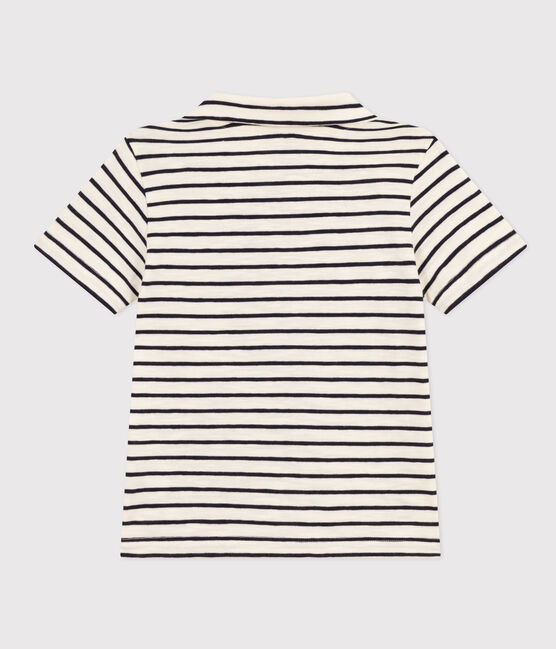 Polo a maniche corte in cotone bambino bianco AVALANCHE/blu SMOKING