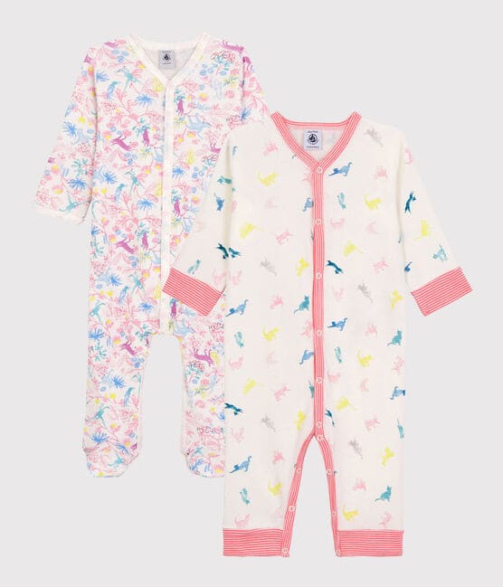 Confezione da 2 tutine pigiama bebè femmina in cotone variante 1
