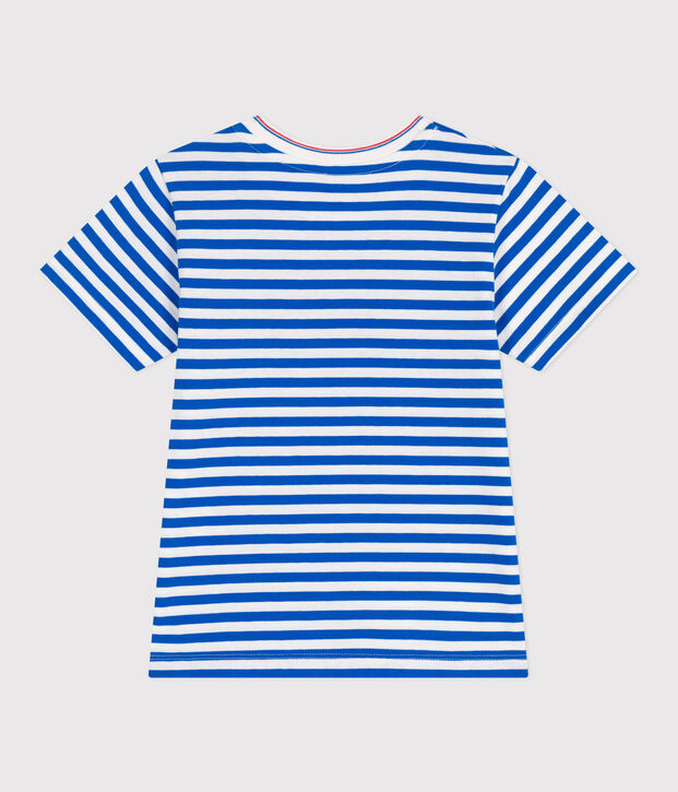 T-shirt a maniche corte in cotone a righe bambino blu/bianco