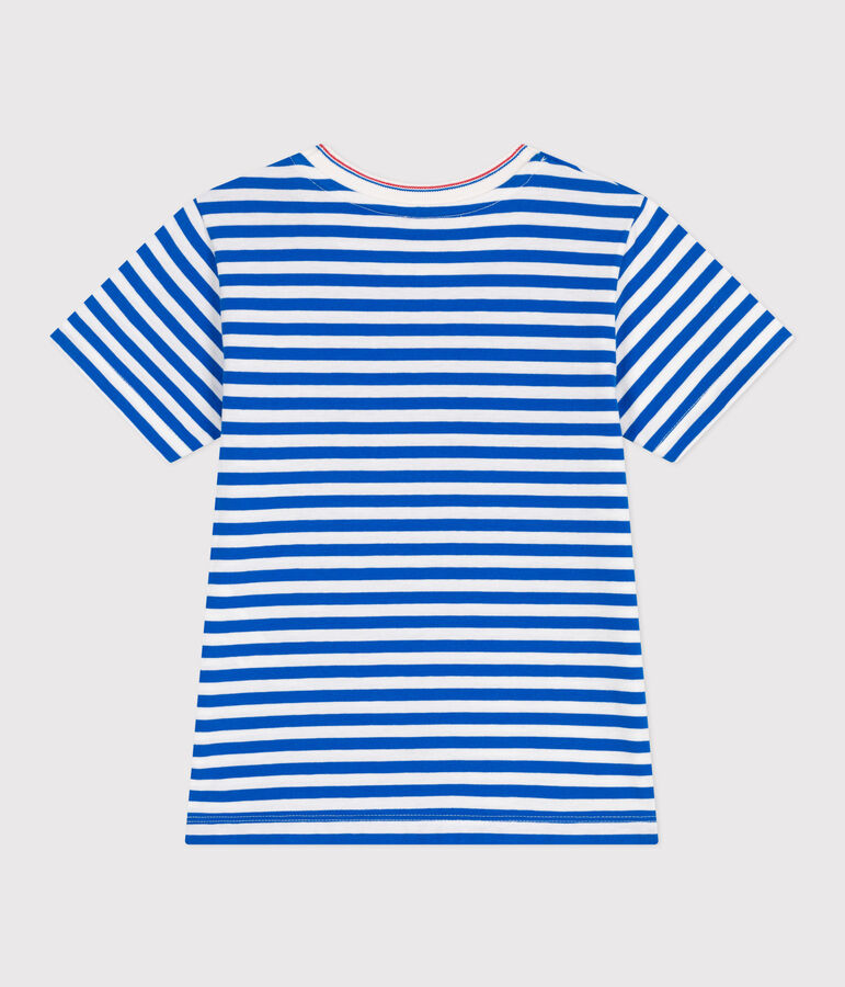 T-shirt a maniche corte in cotone a righe bambino blu/bianco
