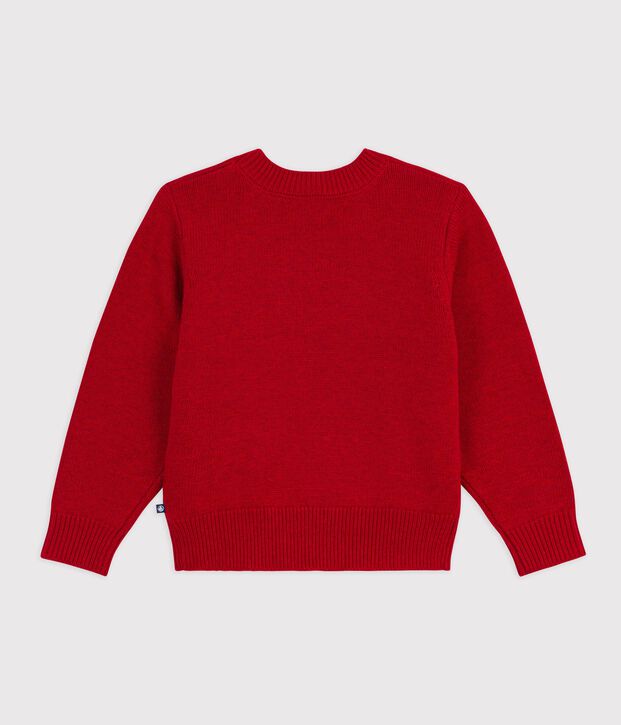 Maglione in misto lana e cotone jacquard bambino rosso