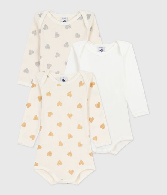 Set di body a maniche lunghe in cotone con stampa a cuori con paillettes neonato variante 1