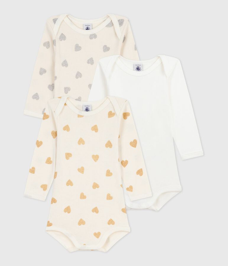 Set di body a maniche lunghe in cotone con stampa a cuori con paillettes neonato multicolore