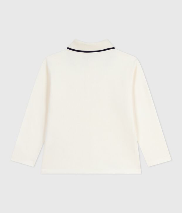 Polo a maniche lunghe in cotone con stampa bambino MILK