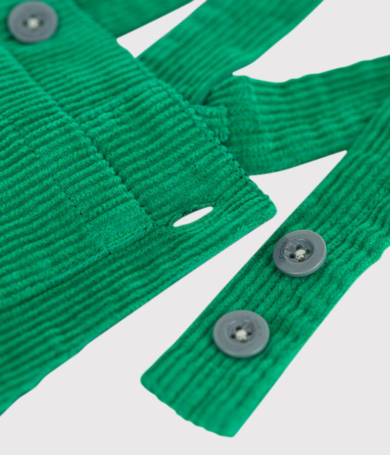 Salopette lunga beb&egrave; in velluto a coste grosse MATCHA