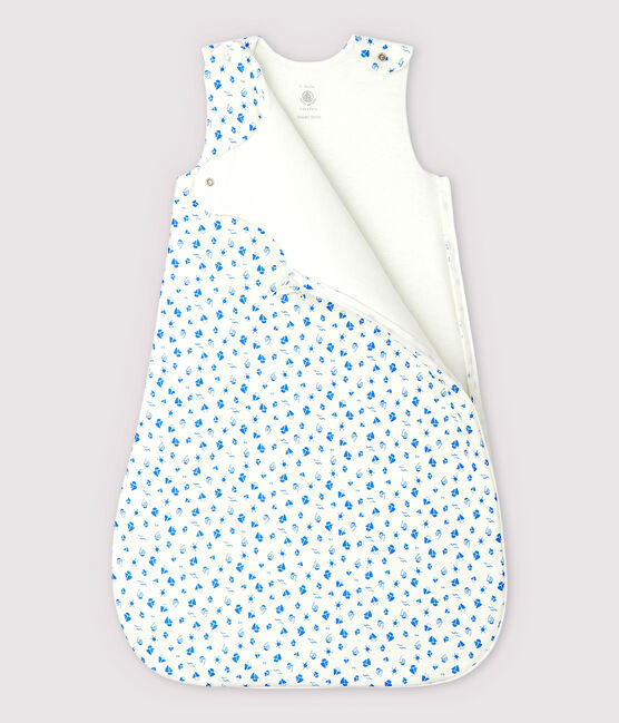 Sacco nanna barche bebè in cotone biologico bianco MARSHMALLOW/blu COOL