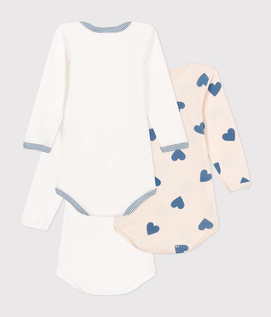 Set di 3 body a maniche lunghe in cotone a cuori blu neonato variante 1