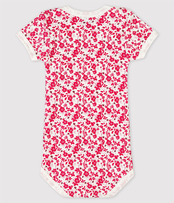 Body manica corta bebè bambina bianco MARSHMALLOW/rosa FLASHY