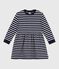 Abito a maniche lunghe in cotone bambina blu SMOKING/bianco MARSHMALLOW