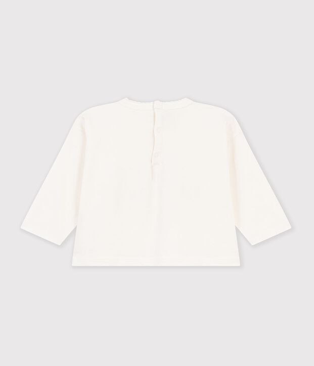 T-shirt a maniche lunghe in cotone tinta unita neonato MILK