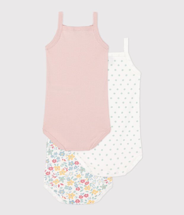 Set di 3 body a fiori con spalline in cotone multicolore