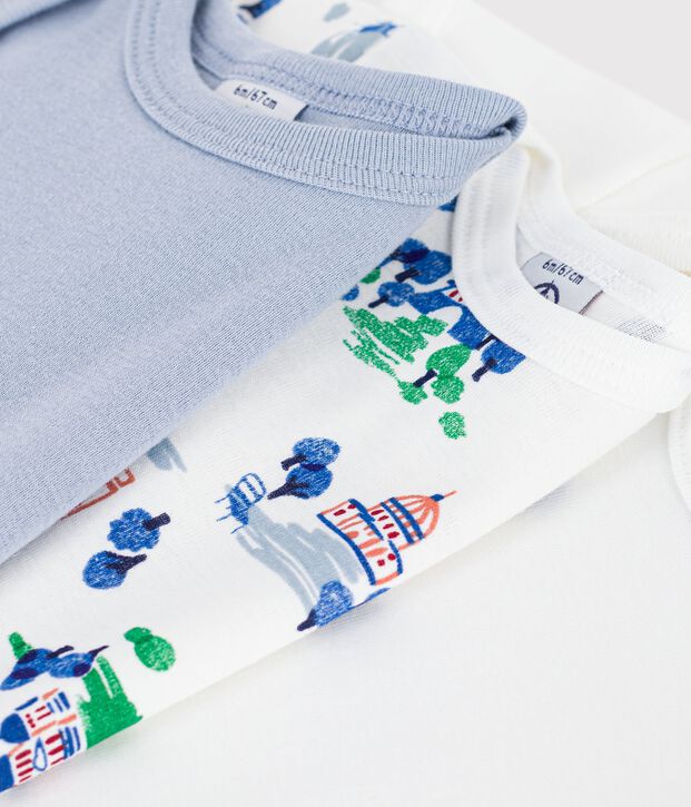 Set di body a maniche corte in cotone con stampa Parigi neonato multicolore