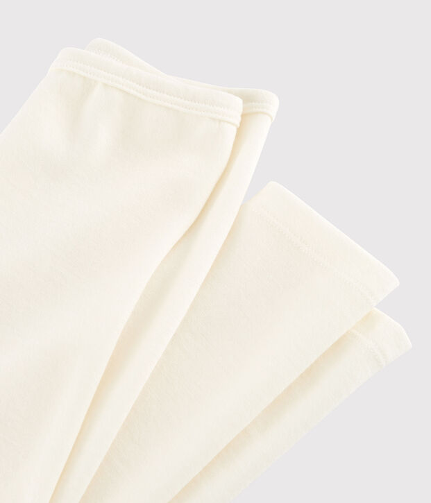 Leggings bambino tinta unita in lana e cotone beige