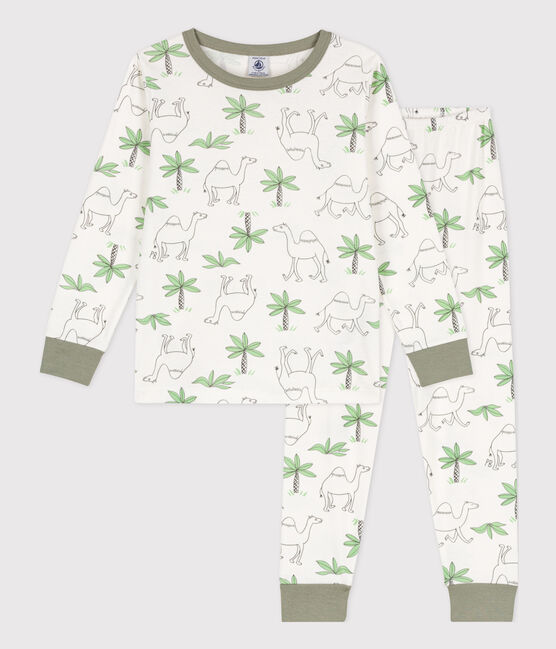 Pigiama bambino unisex in cotone con dromedari bianco MARSHMALLOW/bianco MULTICO