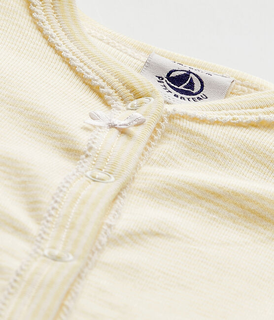 Tutina senza piedi bebè bambina millerighe giallo TEMPETE/bianco MULTICO