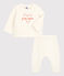 Completo 2 pezzi bebè in maglia di lana e cotone bianco MARSHMALLOW