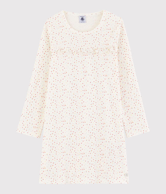 Camicia da notte pois multicolori bambina in cotone biologico bianco MARSHMALLOW/bianco MULTICO