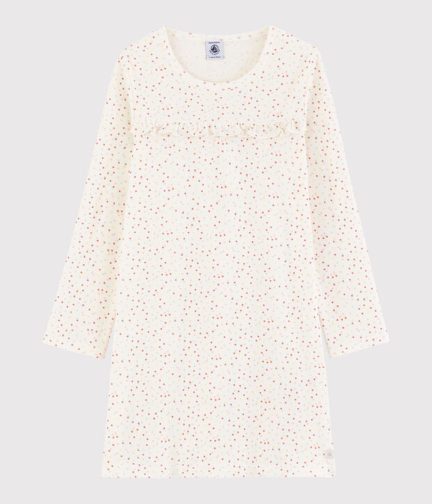 Camicia da notte pois multicolori bambina in cotone biologico bianco/multicolore