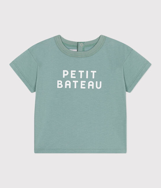 T-shirt a maniche corte in cotone tinta unita neonato verde PAUL