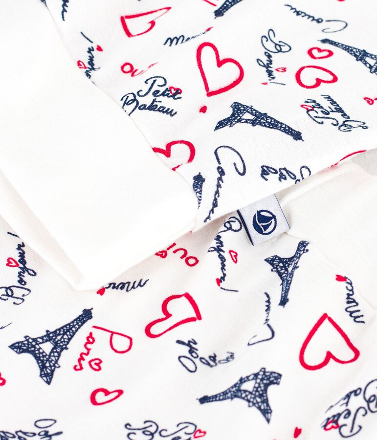 Pigiama in cotone stampato Parigi donna bianco/multicolore