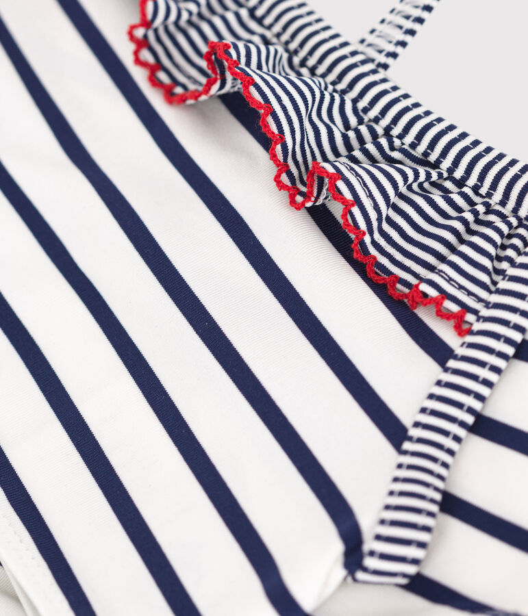 Costume da bagno a 2 pezzi a righe bambina bianco/blu