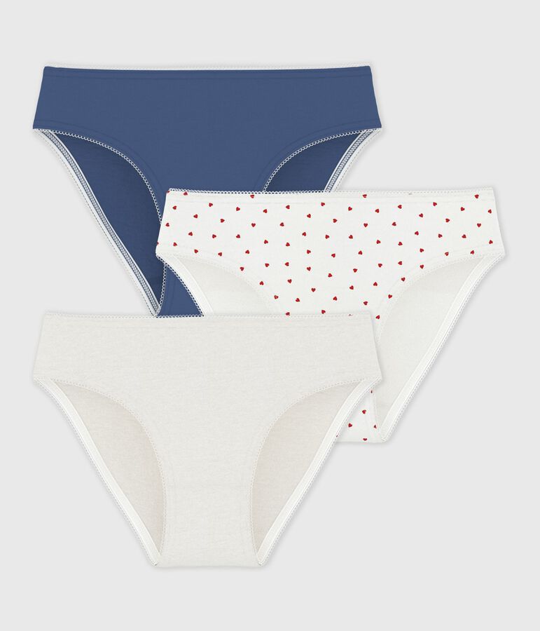 Set di slip in misto cotone ed elastan con stampa a cuori bambina multicolore