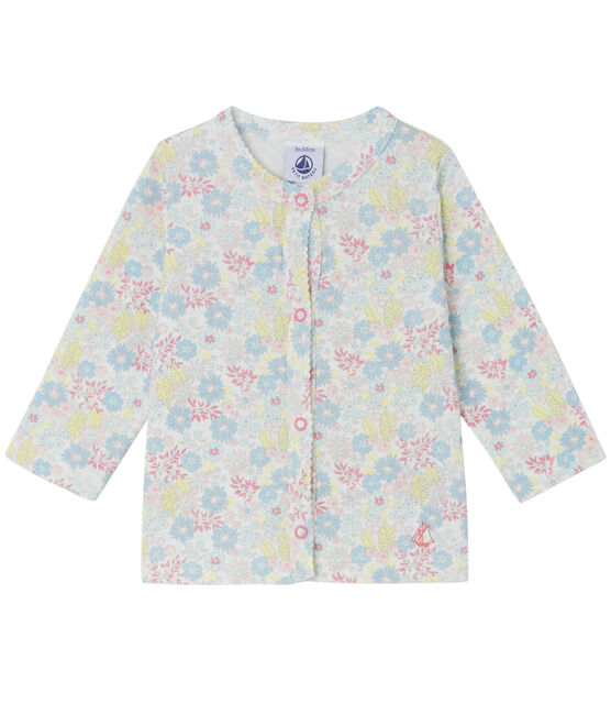 Cardigan per bebè femmina stampato bianco ECUME/bianco MULTICO