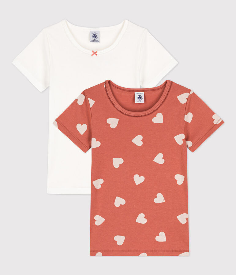 Confezione da 2 t-shirt a maniche corte, a cuori, bambina, cotone variante 1