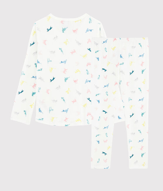 Pigiama fantasia gatti bambina in cotone bianco MARSHMALLOW/bianco MULTICO