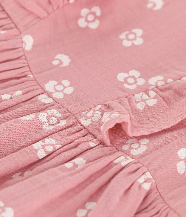 Abito senza maniche in cotone a fiori bambina rosa/bianco