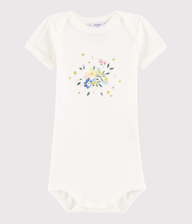 Body manica corta beb&egrave; femmina bianco/rosa