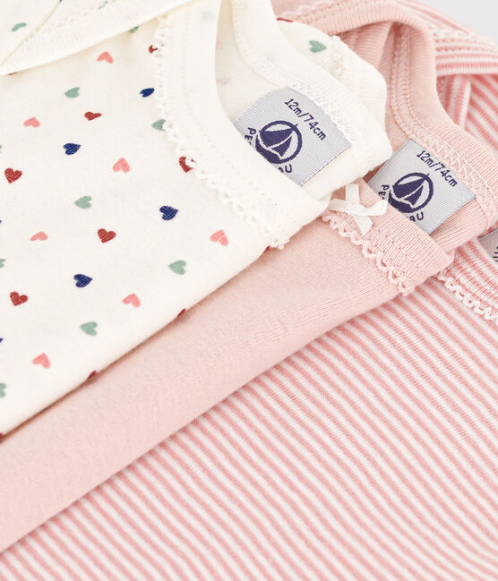 Confezione da 3 body bebè a maniche corte in cotone con mini cuori variante 1