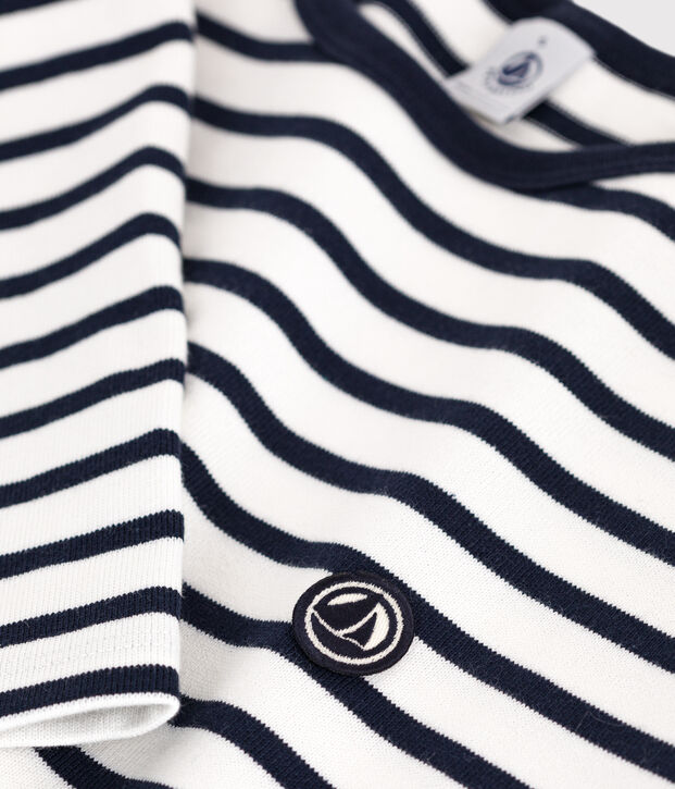 Maglie a righe da donna in cotone spesso a maniche lunghe bianco/blu