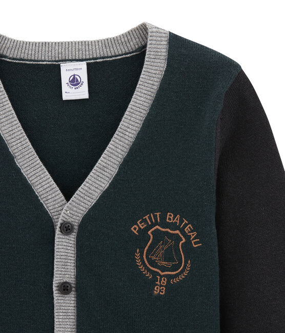 Cardigan in misto lana per bambino verde SHERWOOD/grigio CAPECOD/ SUBWAY