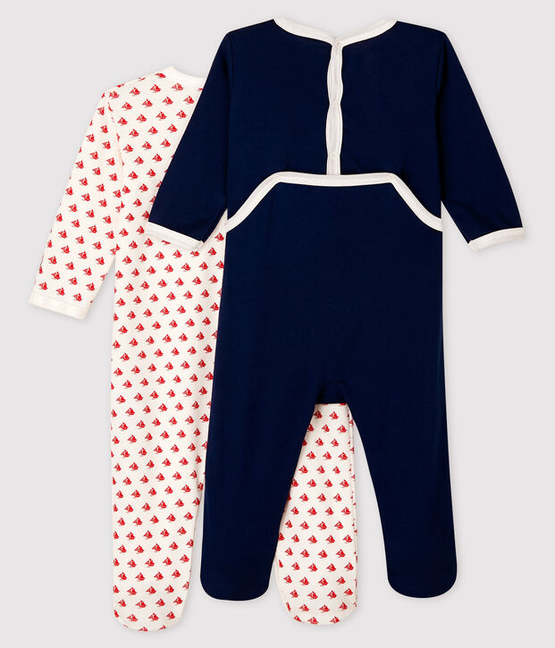 Set di 2 tutine pigiama neonato a costine multicolore