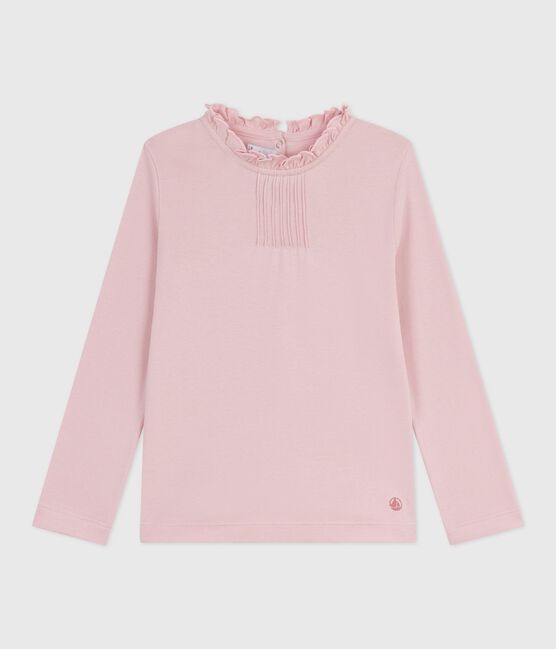 T-shirt a maniche lunghe in cotone tinta unita bambina rosa JOLI