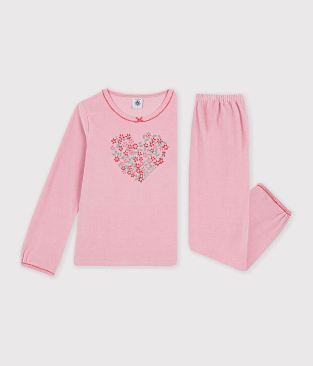 Pigiama in ciniglia con motivo a cuori bambina rosa