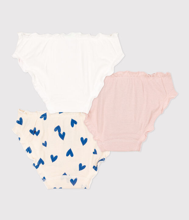 Set di 3 slip bambina in cotone con motivo cuore multicolore