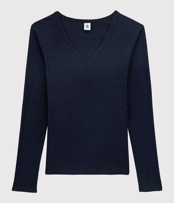 T-shirt cocotte "L'ICONIQUE" in cotone Donna blu SMOKING