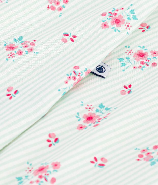 Tutina corta in cotone a fiori neonato bianco/multicolore