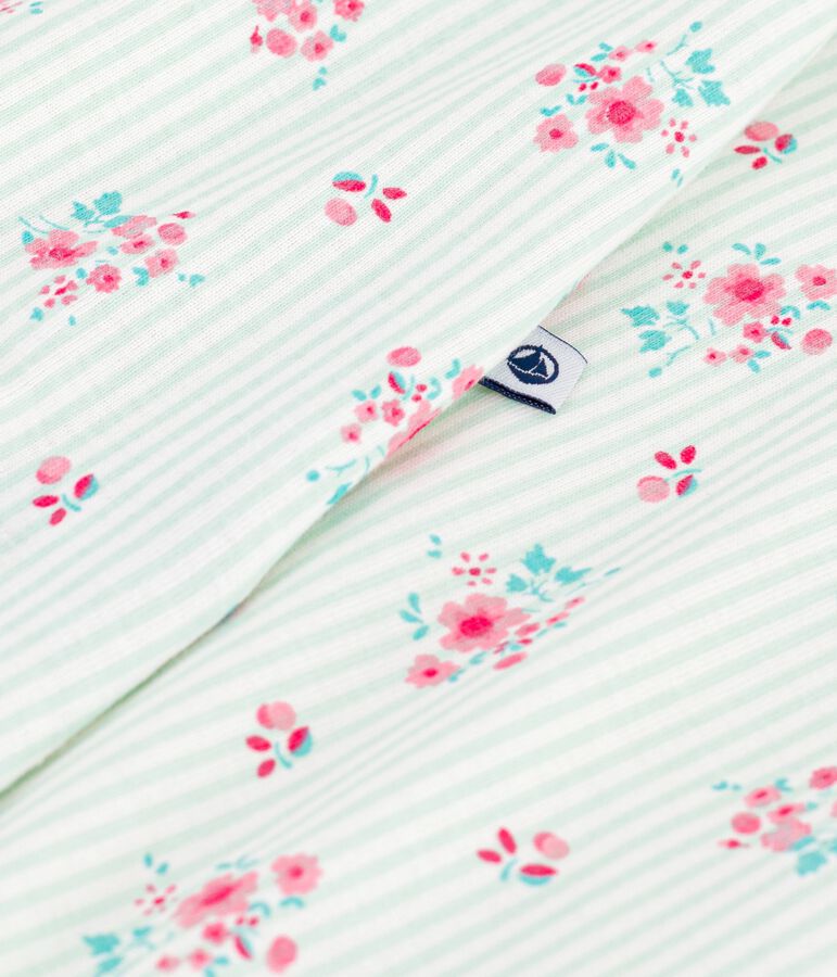 Tutina corta in cotone a fiori neonato bianco MARSHMALLOW/bianco MULTICO