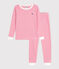 Pigiama con gamba molto aderente bambina in cotone a righe rosa PEONIA/ MARSHMALLOW