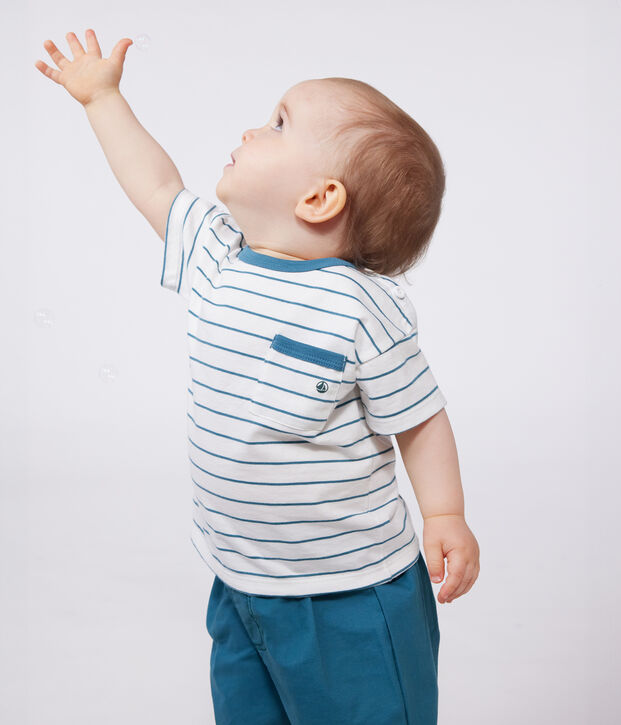 T-shirt a maniche corte in cotone a righe neonato verde/verde