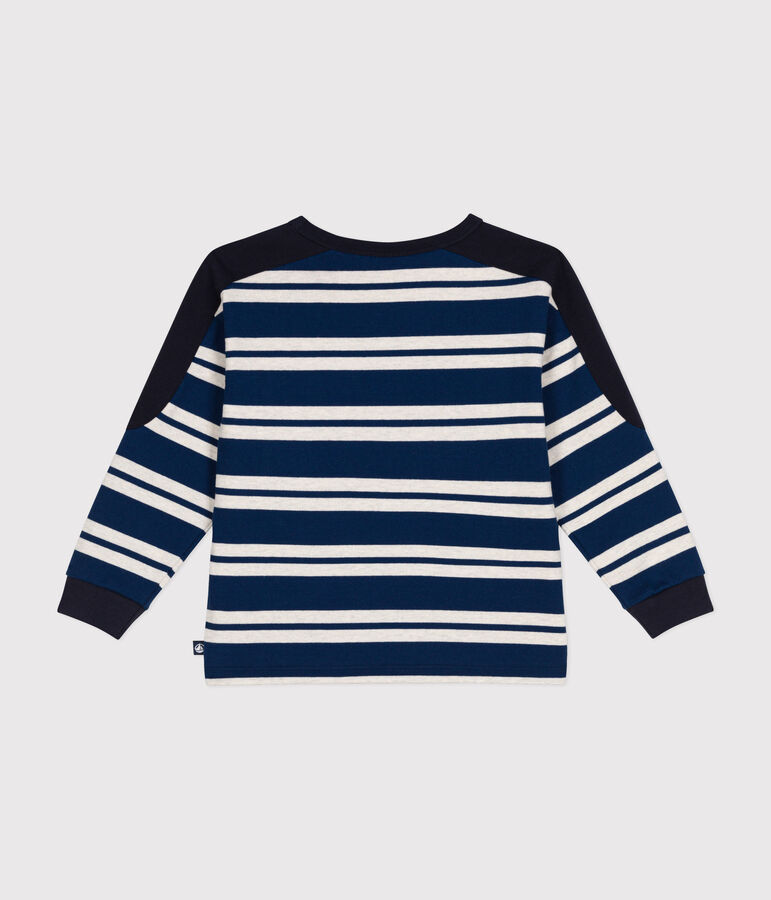 Felpa in cotone spesso bambino blu/beige