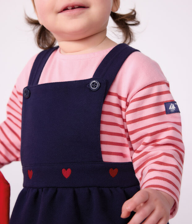 T-shirt a maniche lunghe in cotone a righe neonato. rosa/rosa