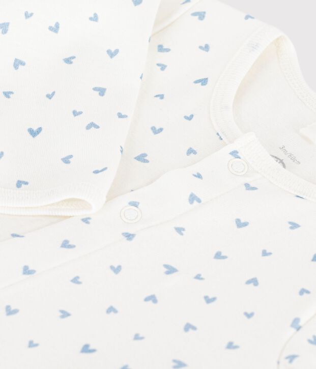 Bodyjama senza piedi, in cotone con stampa a cuoricini, neonati blu/blu