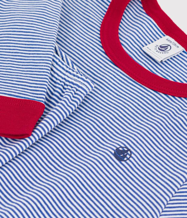 Pigiama in cotone a righe bambino blu/bianco