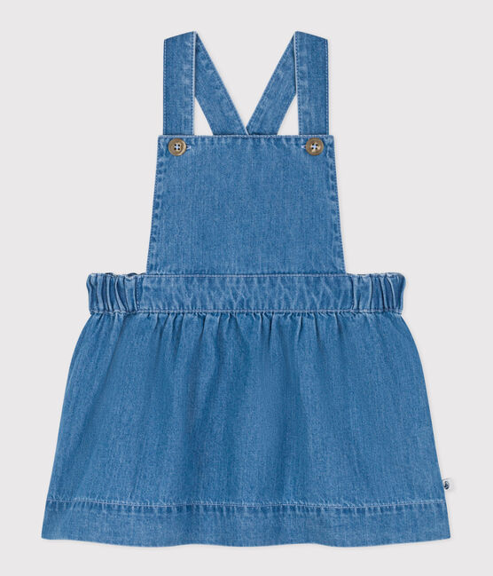 Abito smanicato in denim leggero per bebè blu DENIM CLAIR