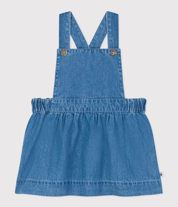 Abito smanicato in denim leggero per beb&egrave; blu